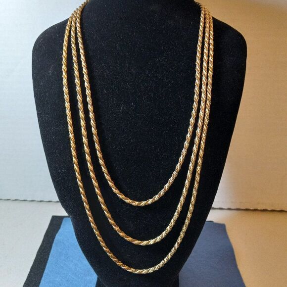 Vintage Three strand Gold & Silver tone necklace - Picture 1 of 7